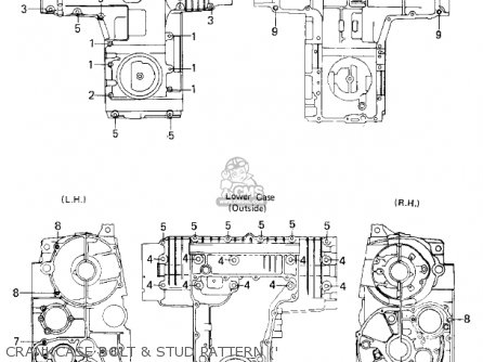CRANKCASE BOLT & STUD PATTERN (' - KZ750E1 1980 USA CANADA