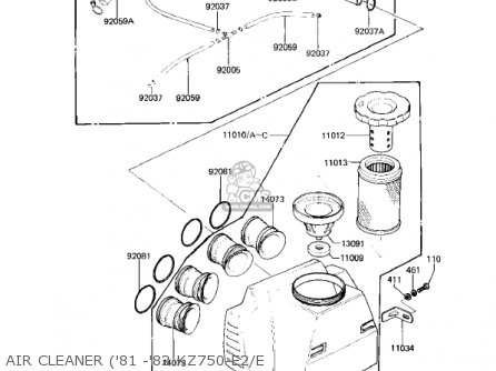 AIR CLEANER ('81 -'82 KZ750-E2/E - KZ750E1 1980 USA CANADA