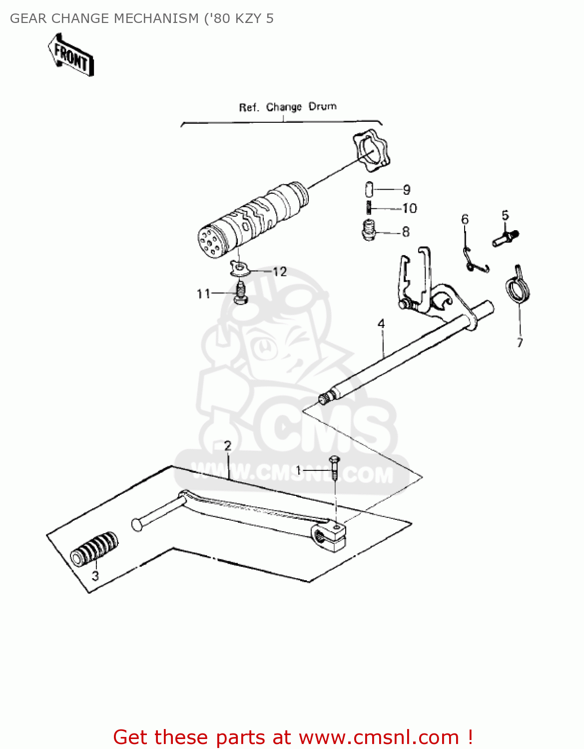 GEAR CHANGE MECHANISM ('80 KZY 5 KZ750E2 1981 USA CANADA