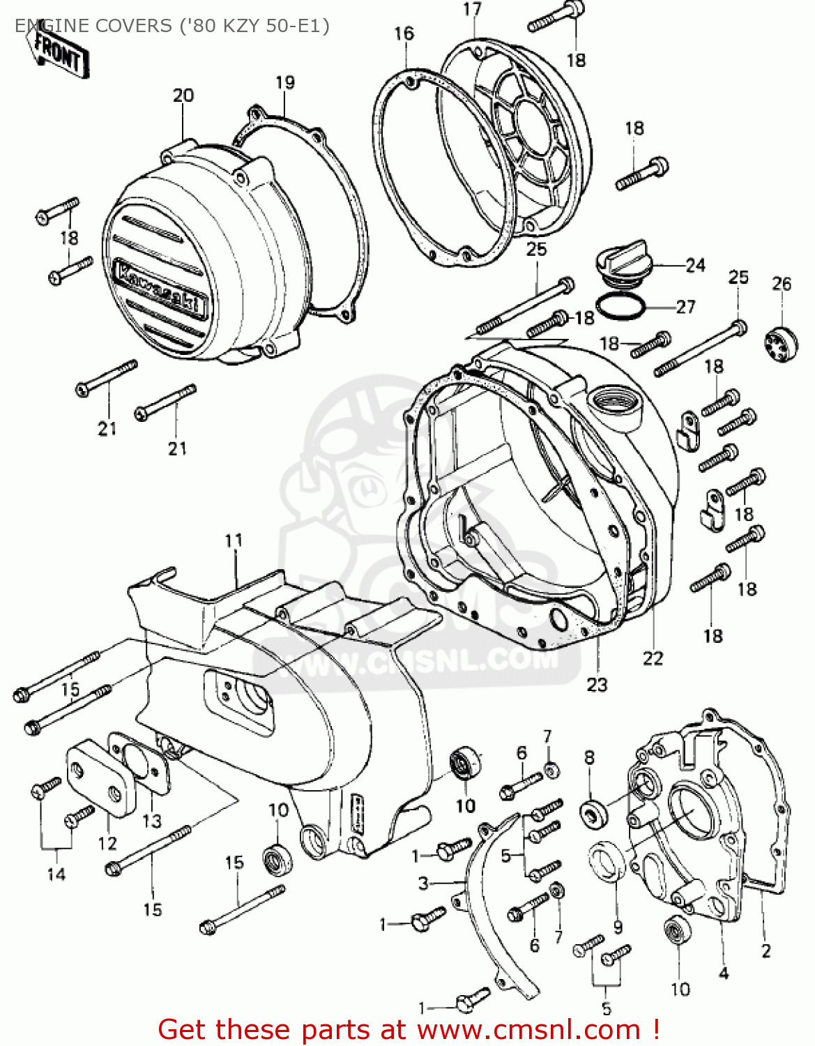ENGINE COVERS ('80 KZY 50-E1) KZ750E2 1981 USA CANADA
