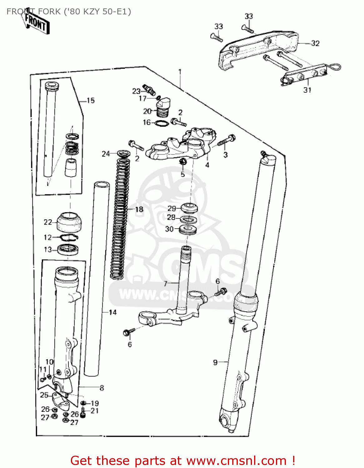 FRONT FORK ('80 KZY 50-E1) KZ750E2 1981 USA CANADA