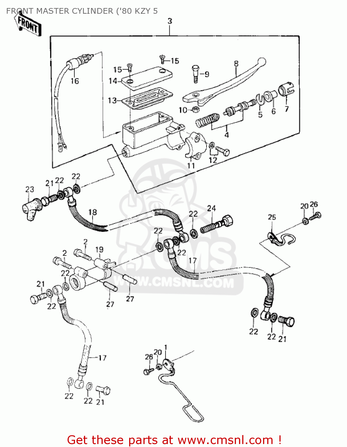 FRONT MASTER CYLINDER ('80 KZY 5 KZ750E2 1981 USA CANADA