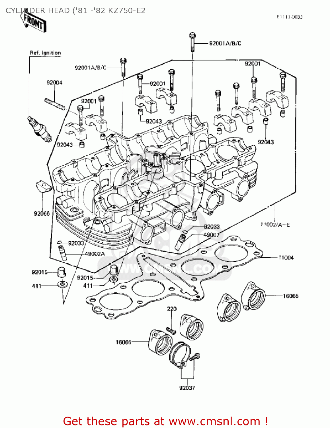 CYLINDER HEAD ('81 -'82 KZ750-E2 KZ750E2 1981 USA CANADA