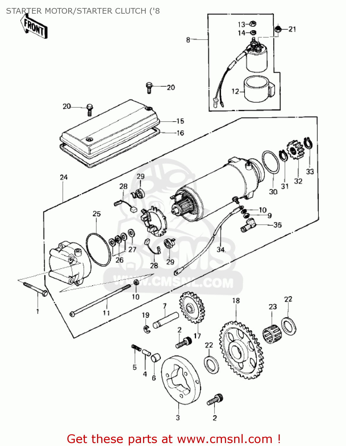 STARTER MOTOR/STARTER CLUTCH ('8 KZ750E2 1981 USA CANADA