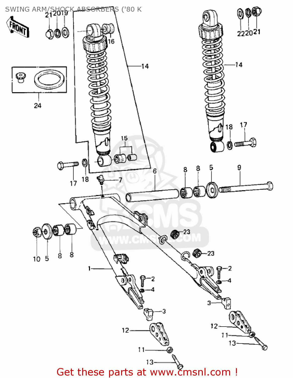 SWING ARM/SHOCK ABSORBERS ('80 K KZ750E2 1981 USA CANADA