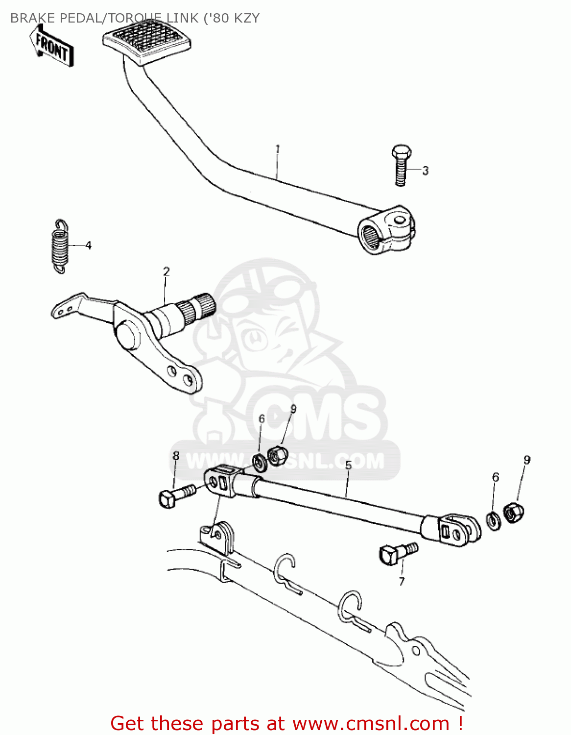 BRAKE PEDAL/TORQUE LINK ('80 KZY KZ750E2 1981 USA CANADA