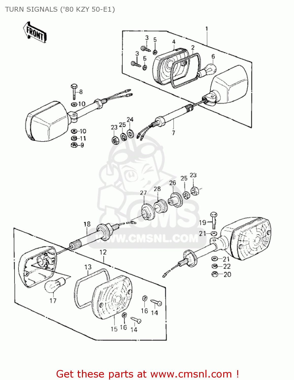 TURN SIGNALS ('80 KZY 50-E1) KZ750E2 1981 USA CANADA