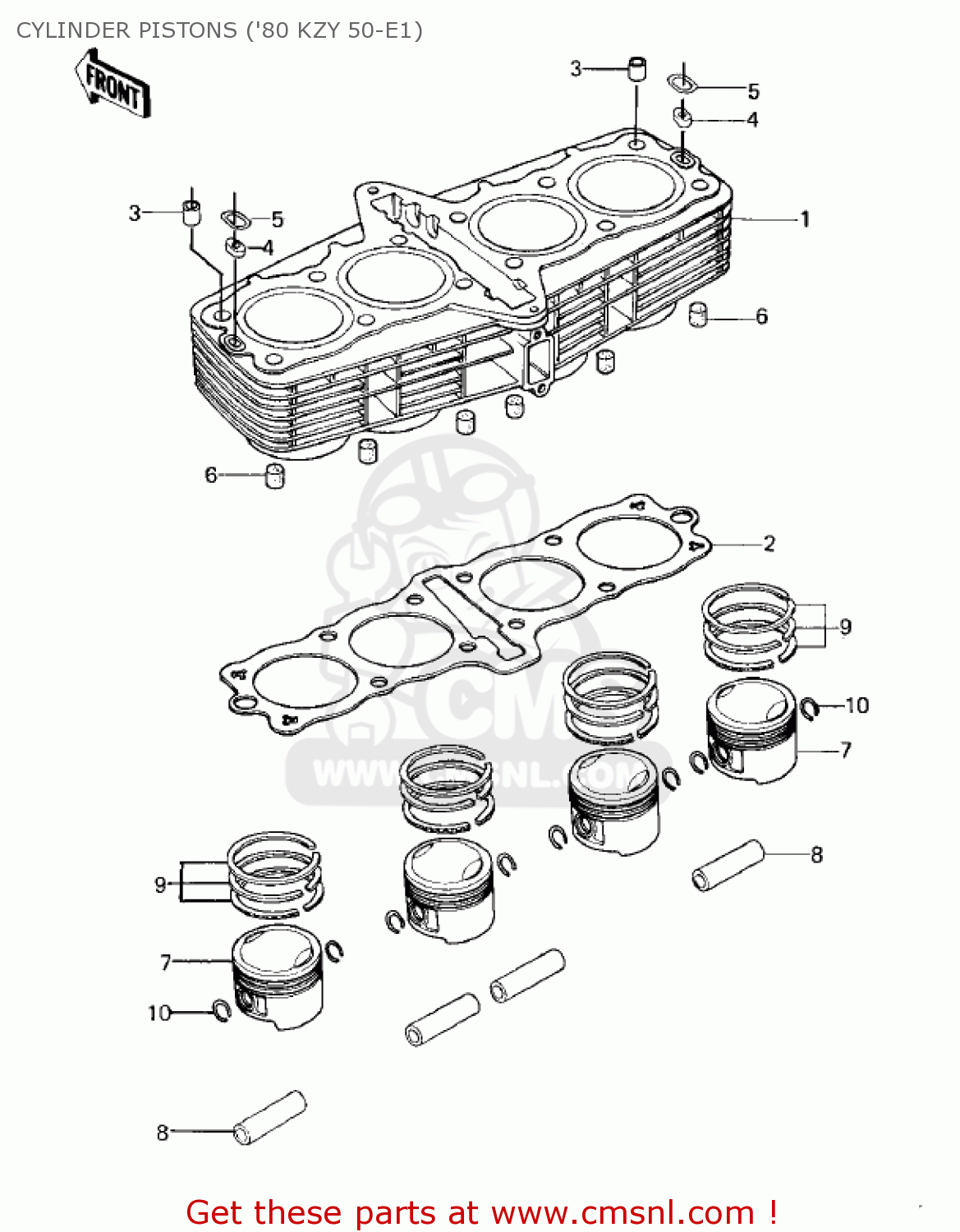CYLINDER PISTONS ('80 KZY 50-E1) KZ750E2 1981 USA CANADA
