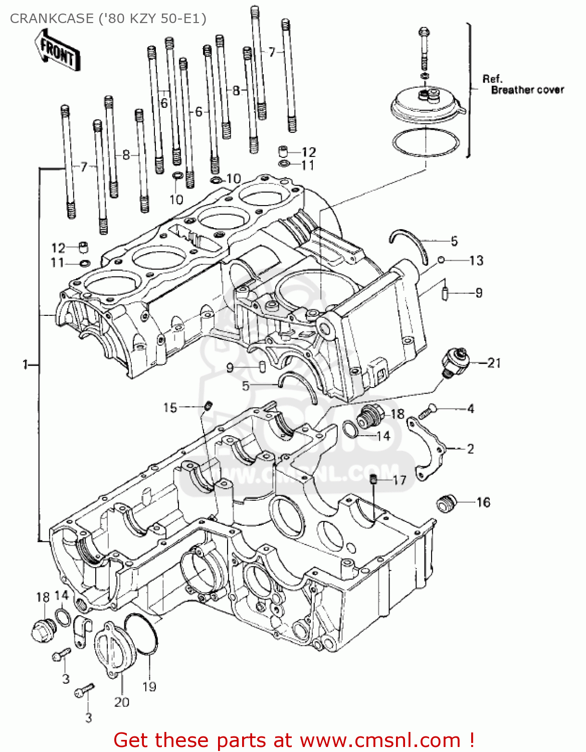 CRANKCASE ('80 KZY 50-E1) KZ750E2 1981 USA CANADA