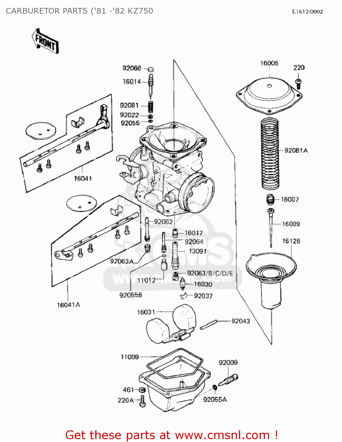 CARBURETOR PARTS ('81 -'82 KZ750 KZ750E2 1981 USA CANADA