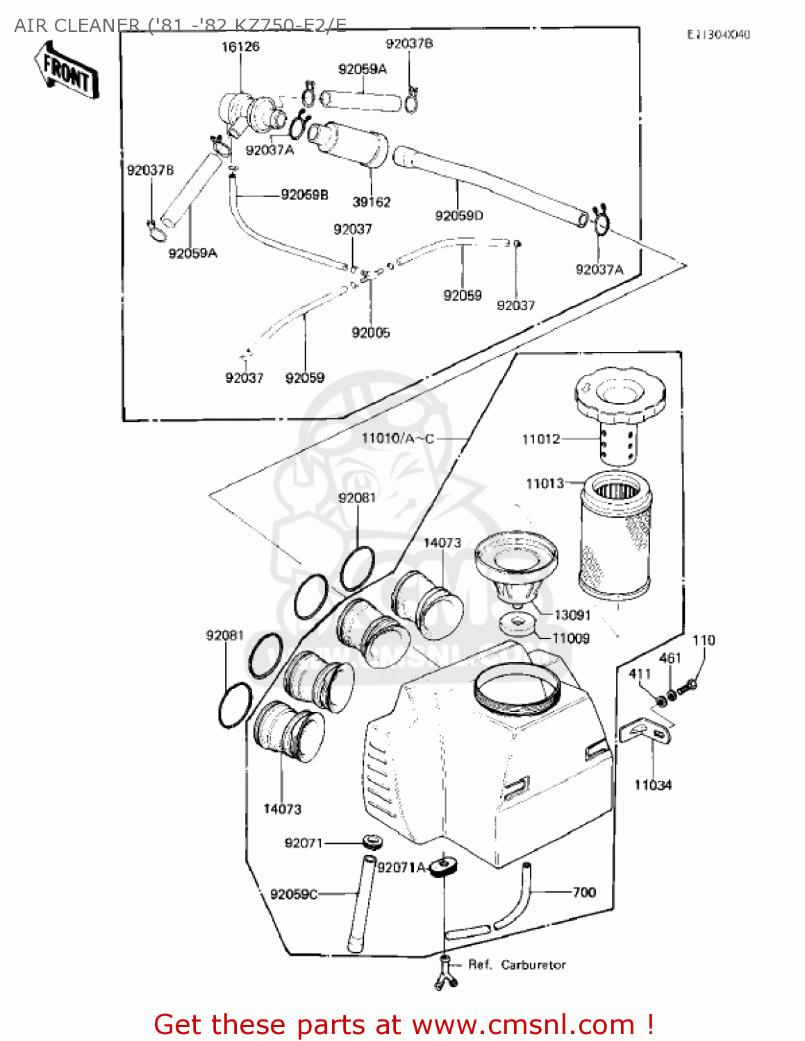 AIR CLEANER ('81 -'82 KZ750-E2/E KZ750E2 1981 USA CANADA