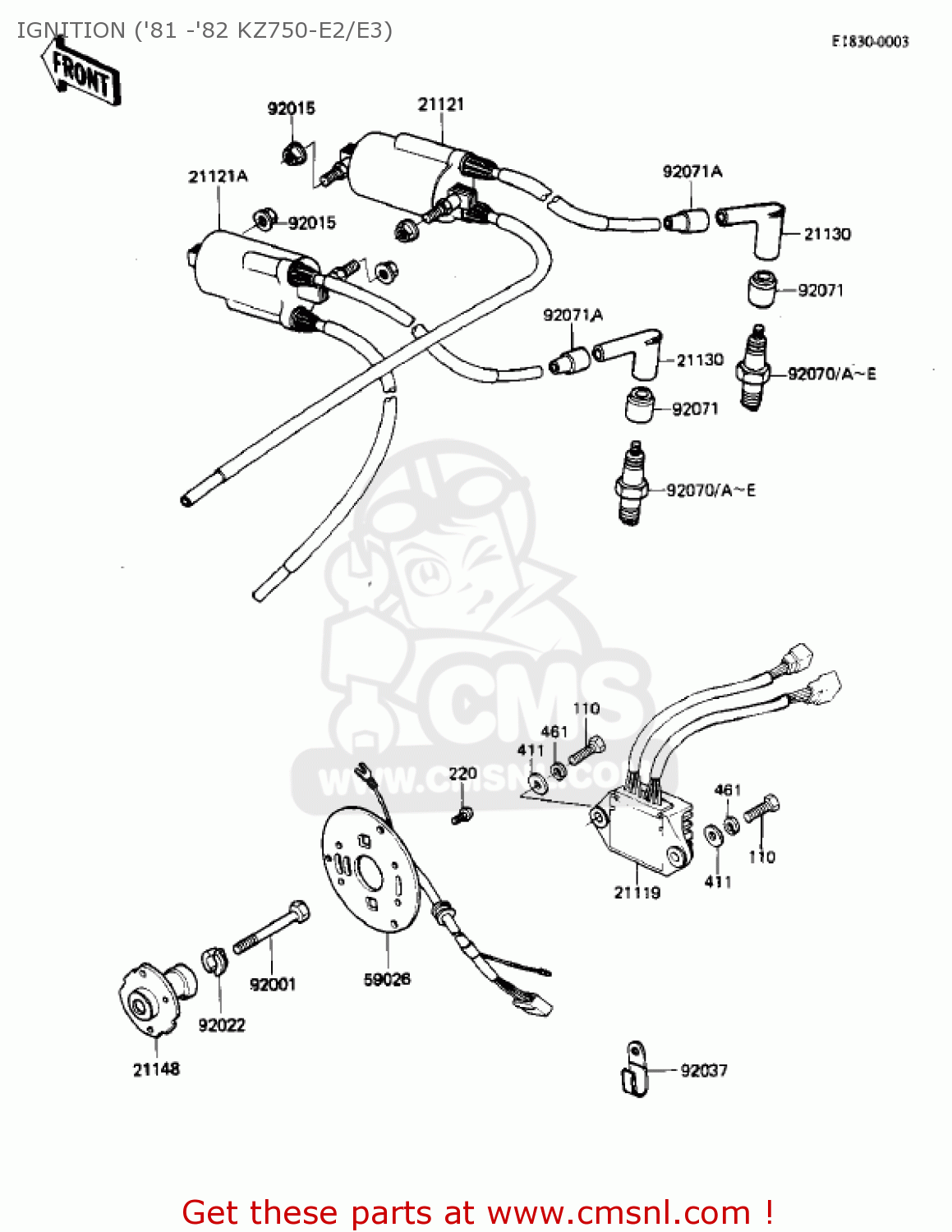 IGNITION ('81 -'82 KZ750-E2/E3) KZ750E2 1981 USA CANADA