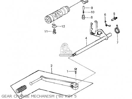 GEAR CHANGE MECHANISM ('80 KZY 5 - KZ750E2 1981 USA CANADA