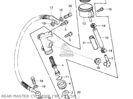 REAR MASTER CYLINDER ('80 KZY 50 - KZ750E2 1981 USA CANADA