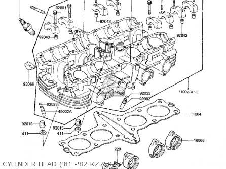 CYLINDER HEAD ('81 -'82 KZ750-E2 - KZ750E2 1981 USA CANADA