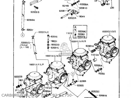 CARBURETOR ASSY ('81 -'82 KZ750- - KZ750E2 1981 USA CANADA