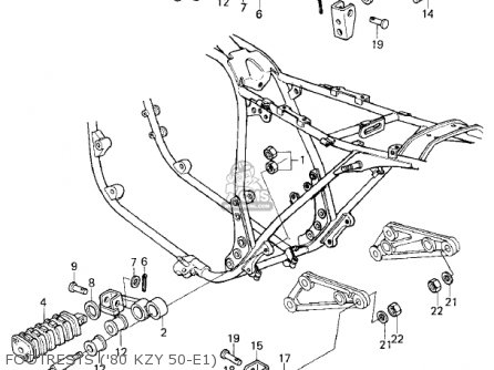 FOOTRESTS ('80 KZY 50-E1) - KZ750E2 1981 USA CANADA