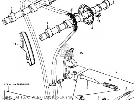 CAMSHAFTS/CHAIN/TENSIONER ('80 K - KZ750E2 1981 USA CANADA