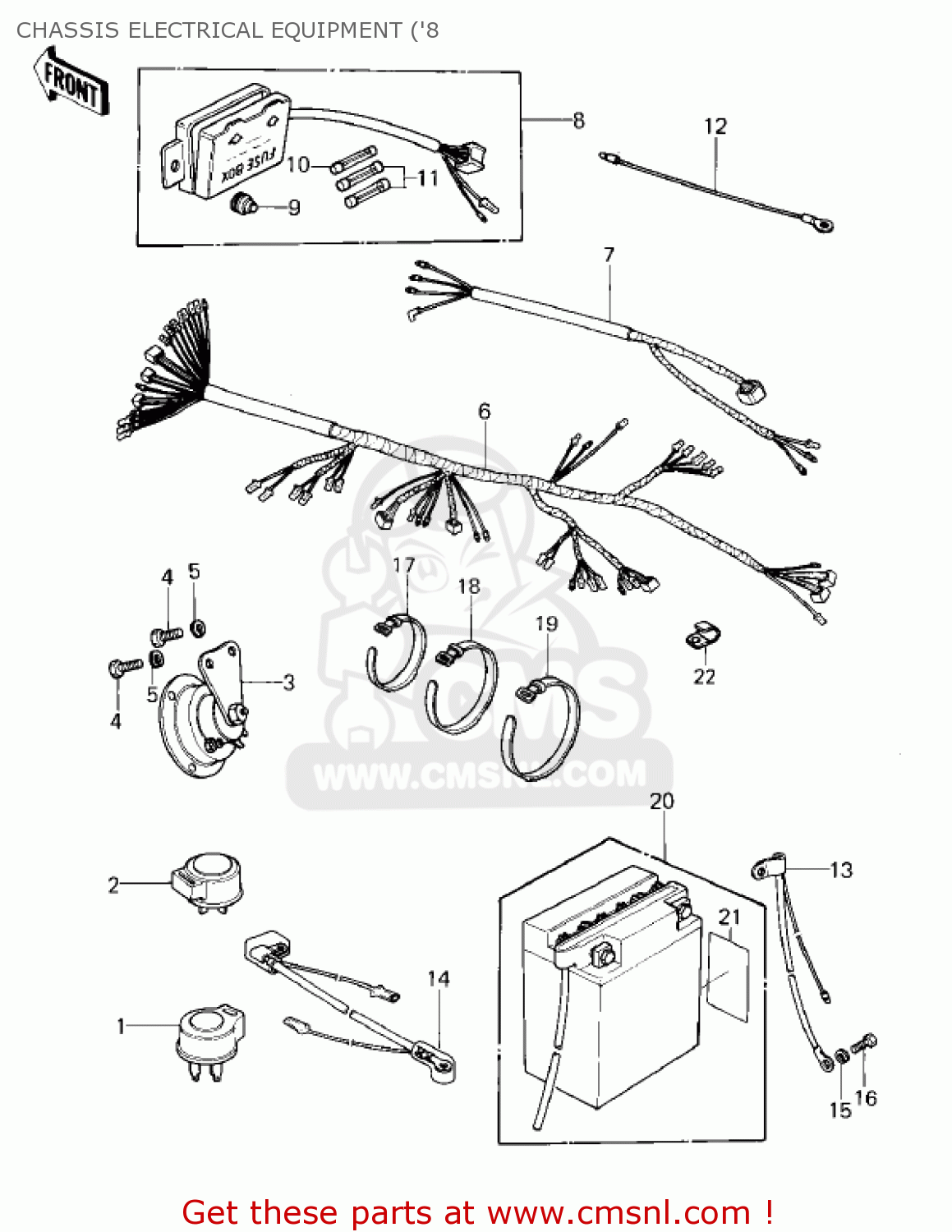 Kawasaki KZ750E3 1982 USA CANADA CHASSIS ELECTRICAL ... kawasaki kz750 wiring schematic 