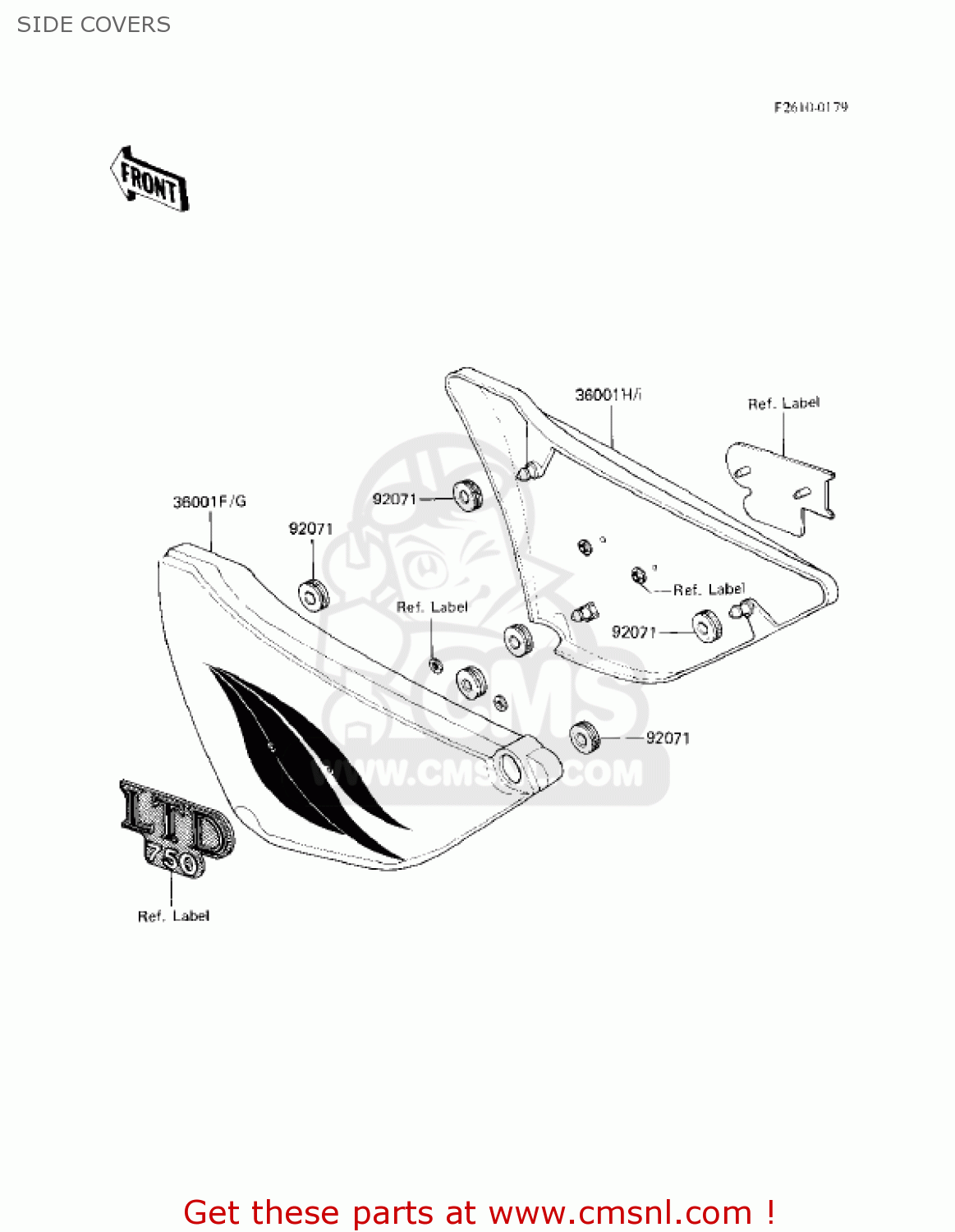 SIDE COVERS KZ750F1 SHAFT 1983 USA CANADA / LTD