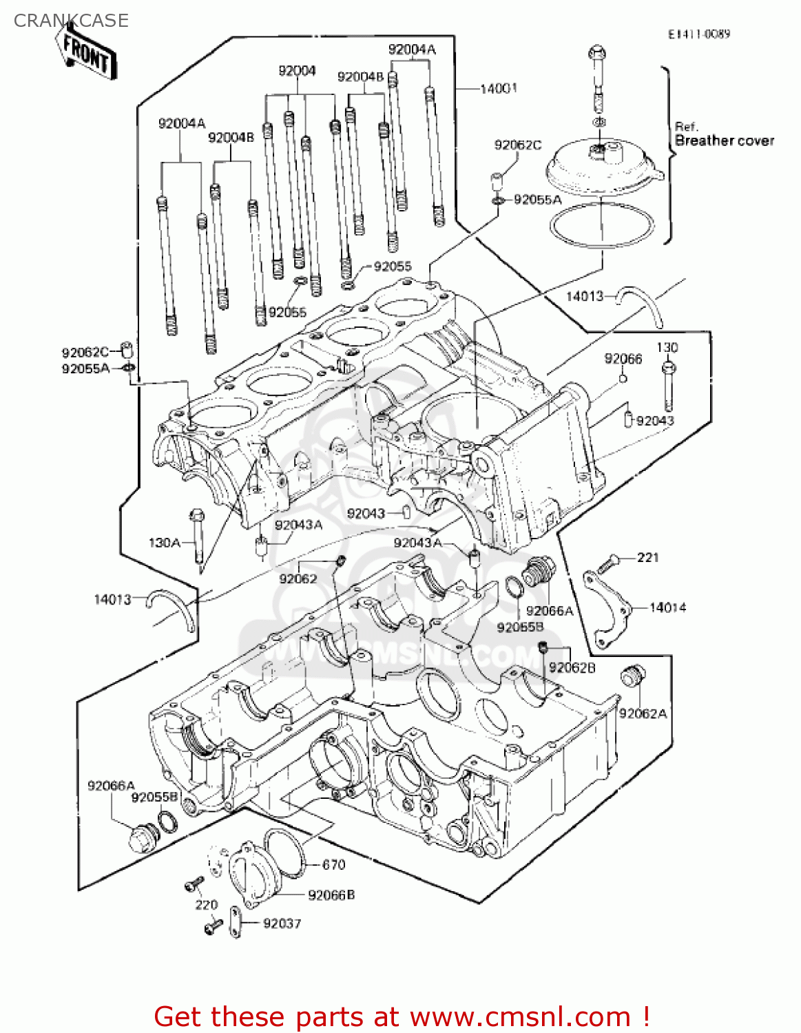 CRANKCASE KZ750F1 SHAFT 1983 USA CANADA / LTD