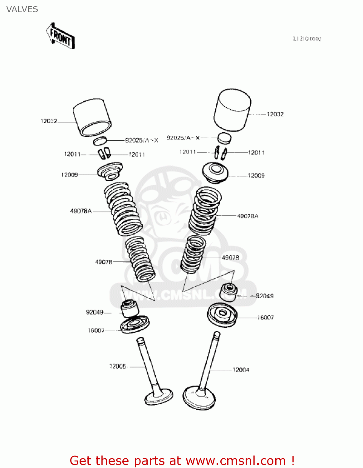 VALVES KZ750F1 SHAFT 1983 USA CANADA / LTD