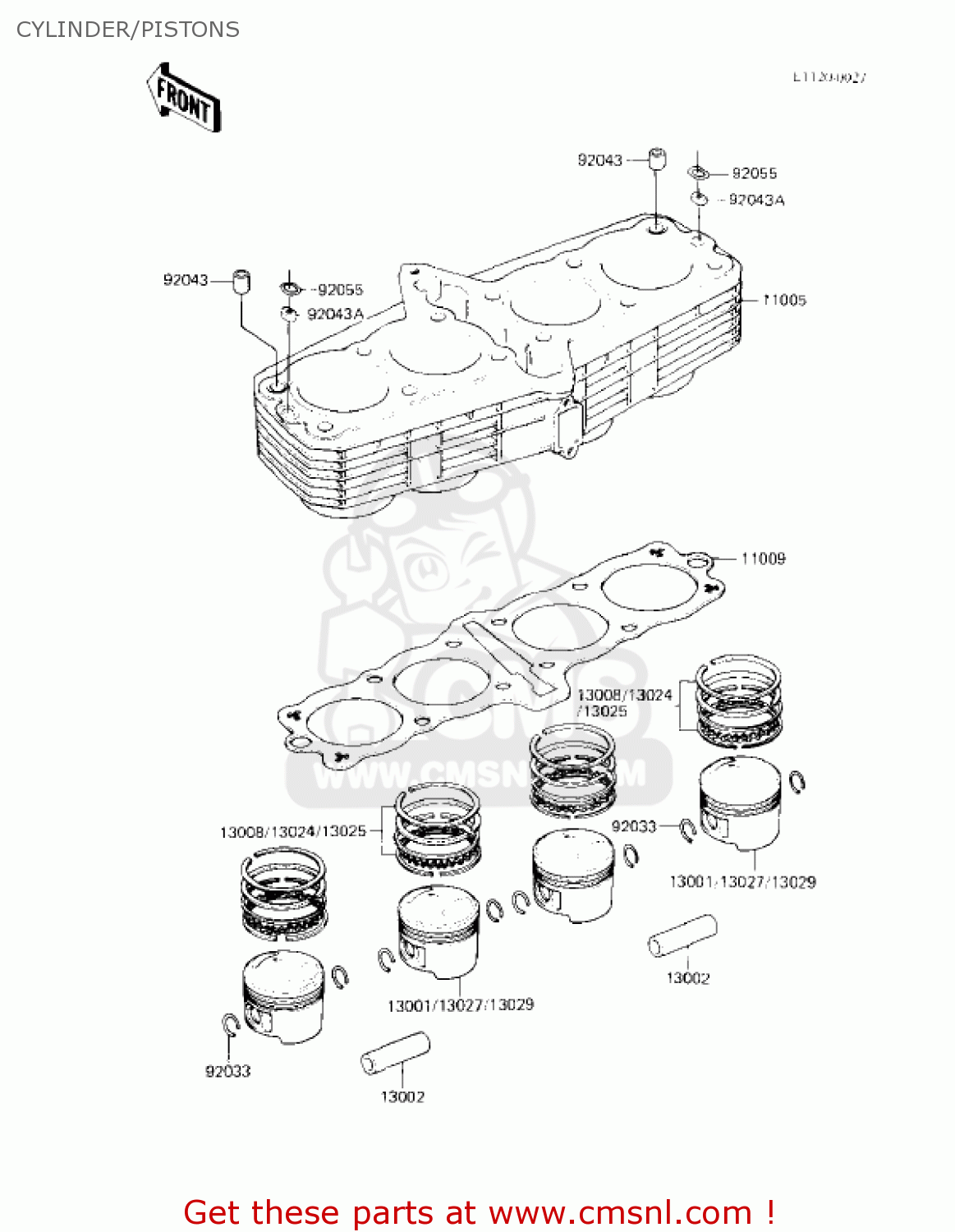 CYLINDER/PISTONS KZ750F1 SHAFT 1983 USA CANADA / LTD