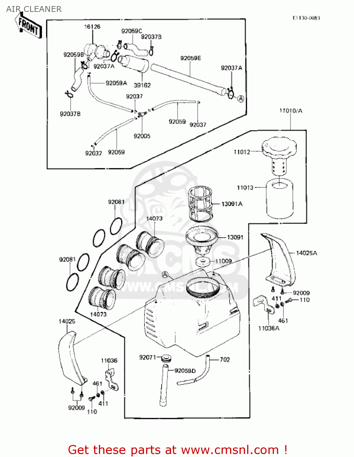 AIR CLEANER KZ750F1 SHAFT 1983 USA CANADA / LTD