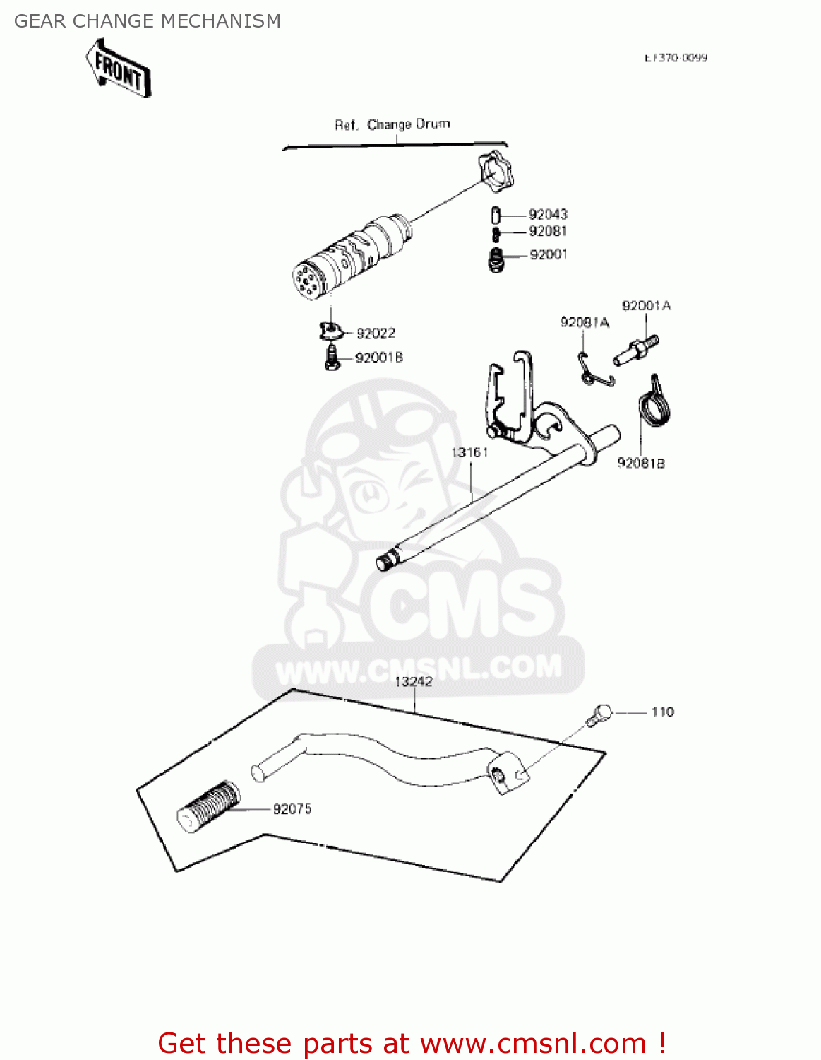 GEAR CHANGE MECHANISM KZ750F1 SHAFT 1983 USA CANADA / LTD
