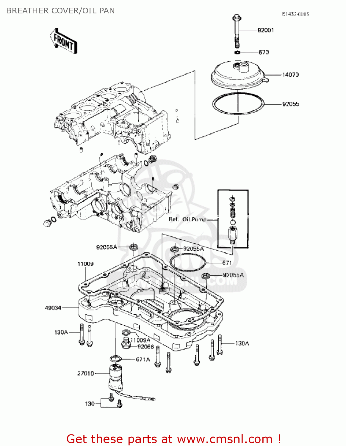 BREATHER COVER/OIL PAN KZ750F1 SHAFT 1983 USA CANADA / LTD
