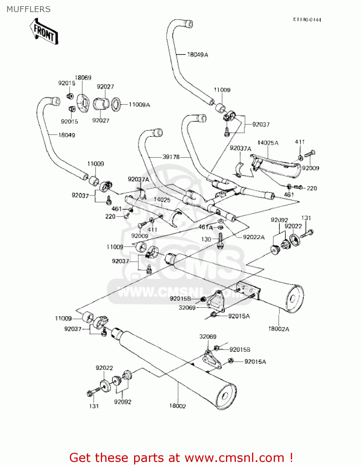MUFFLERS KZ750F1 SHAFT 1983 USA CANADA / LTD