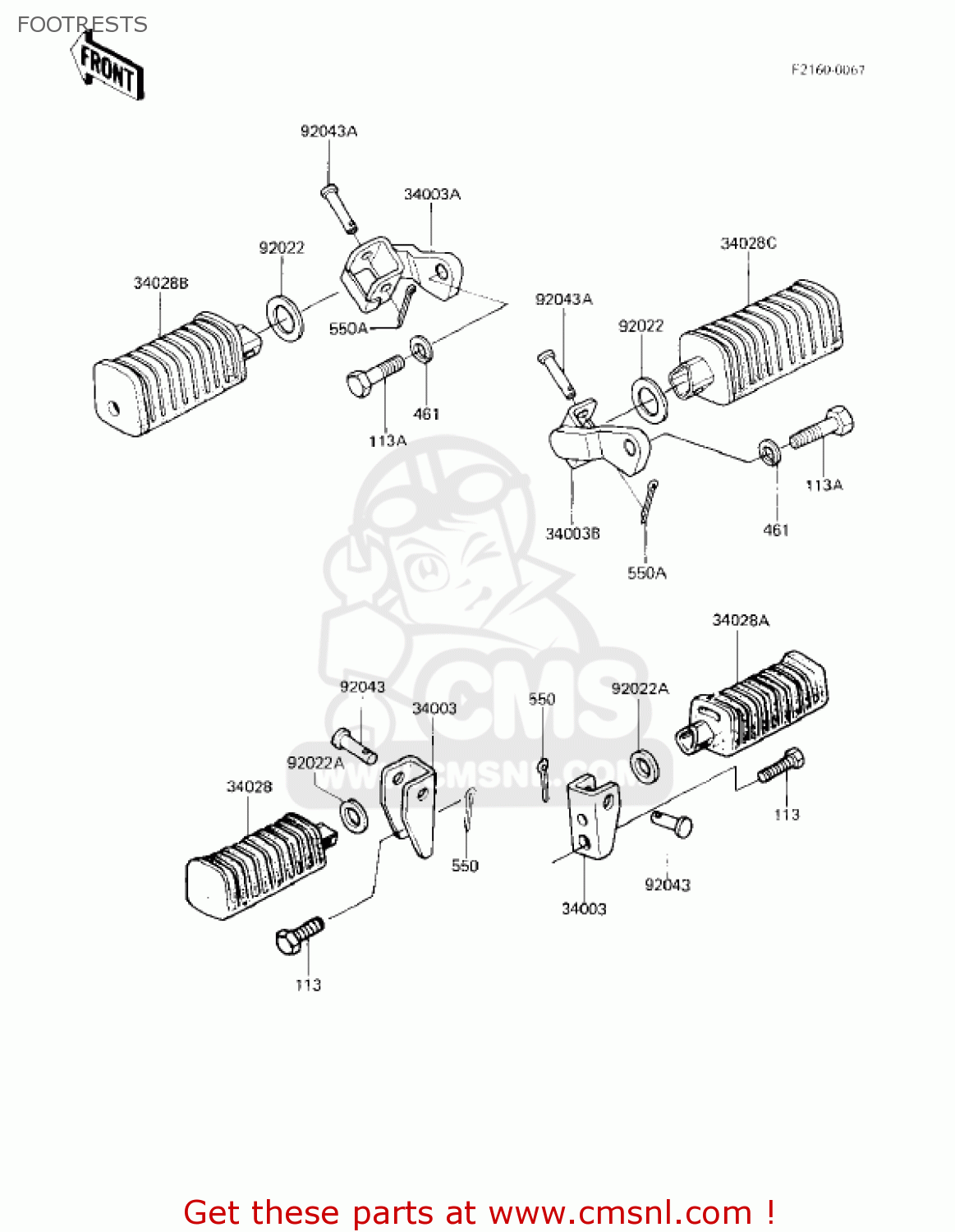 FOOTRESTS KZ750F1 SHAFT 1983 USA CANADA / LTD