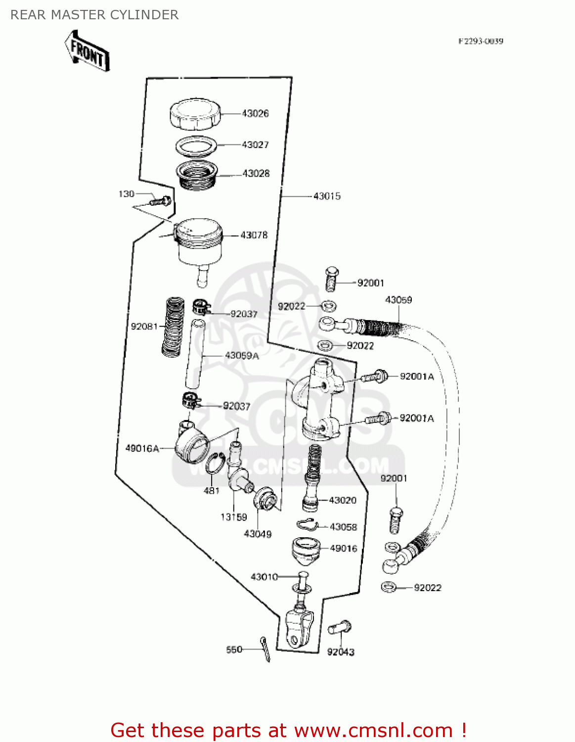 REAR MASTER CYLINDER KZ750F1 SHAFT 1983 USA CANADA / LTD