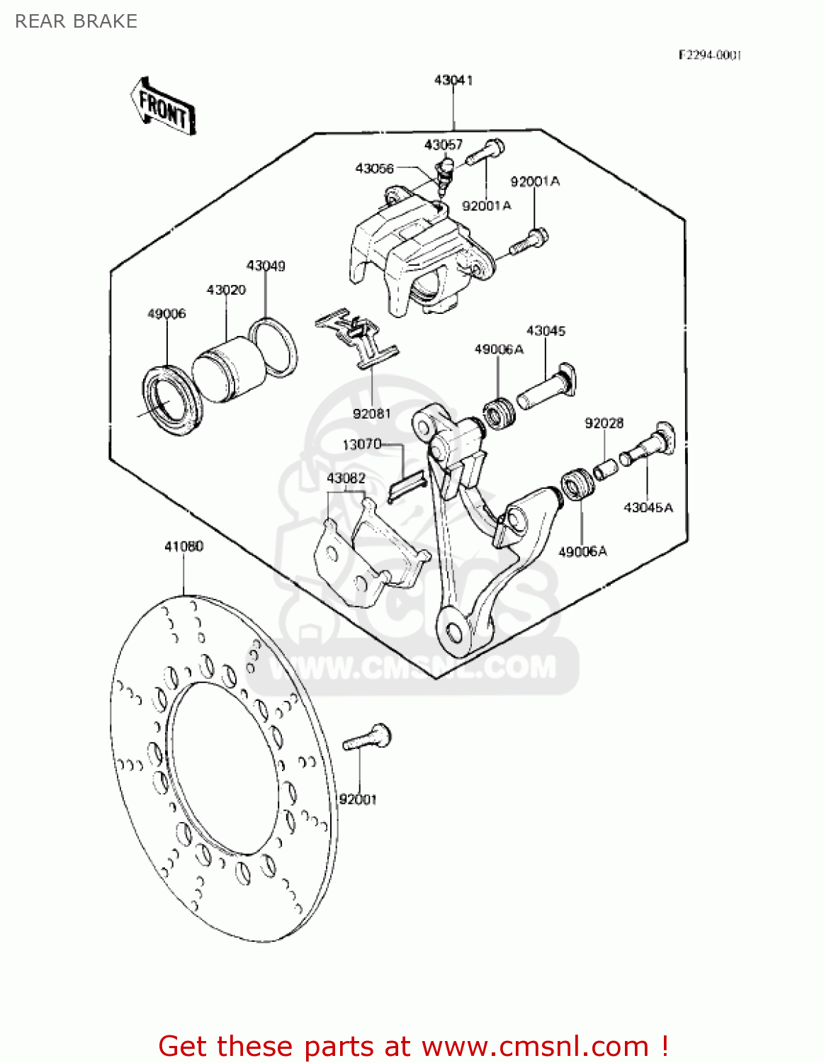 REAR BRAKE KZ750F1 SHAFT 1983 USA CANADA / LTD
