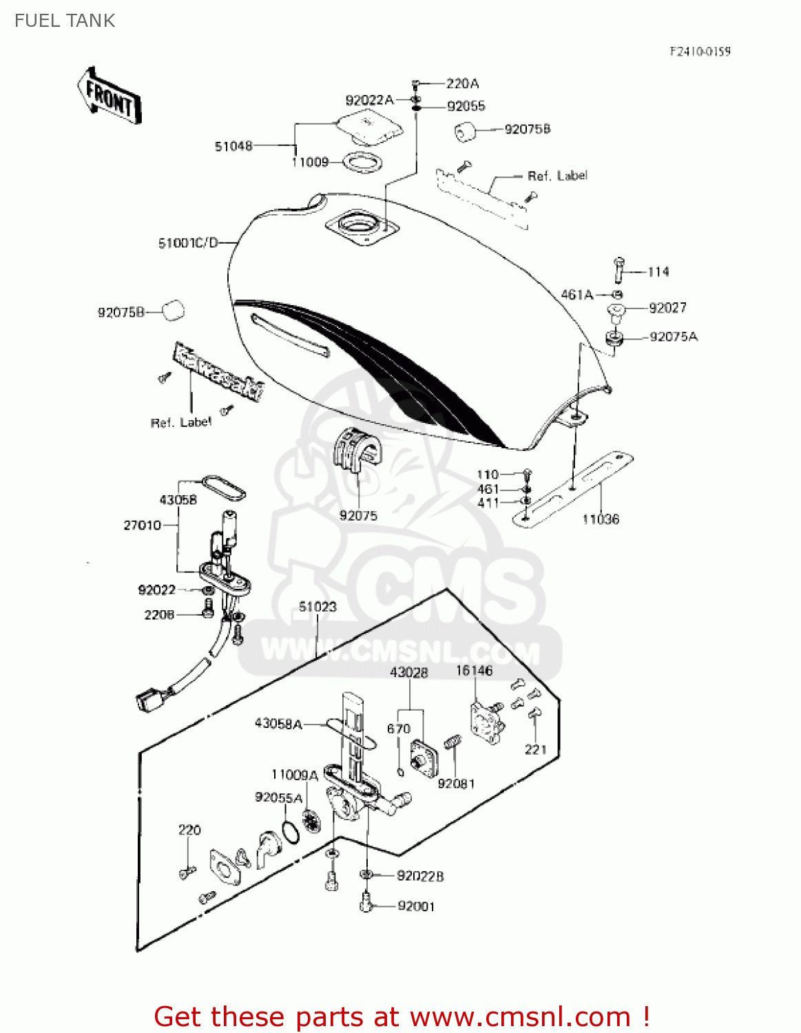 FUEL TANK KZ750F1 SHAFT 1983 USA CANADA / LTD