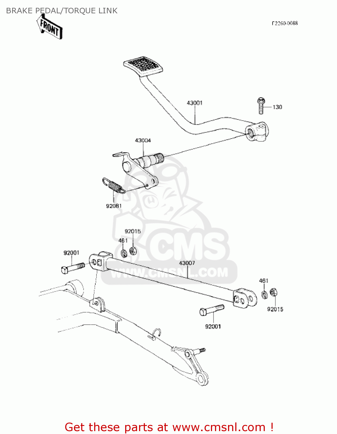 BRAKE PEDAL/TORQUE LINK KZ750F1 SHAFT 1983 USA CANADA / LTD