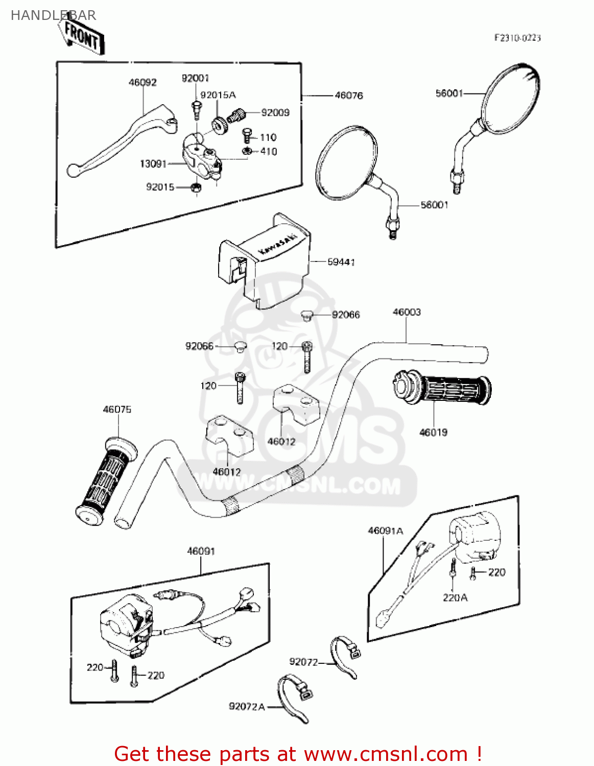 HANDLEBAR KZ750F1 SHAFT 1983 USA CANADA / LTD