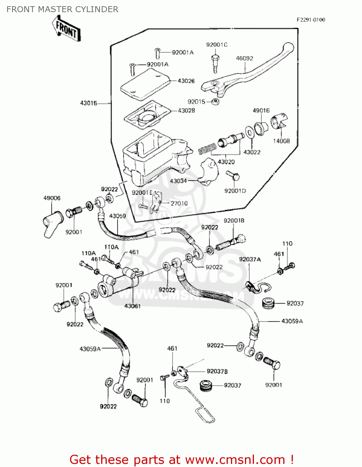 FRONT MASTER CYLINDER KZ750F1 SHAFT 1983 USA CANADA / LTD