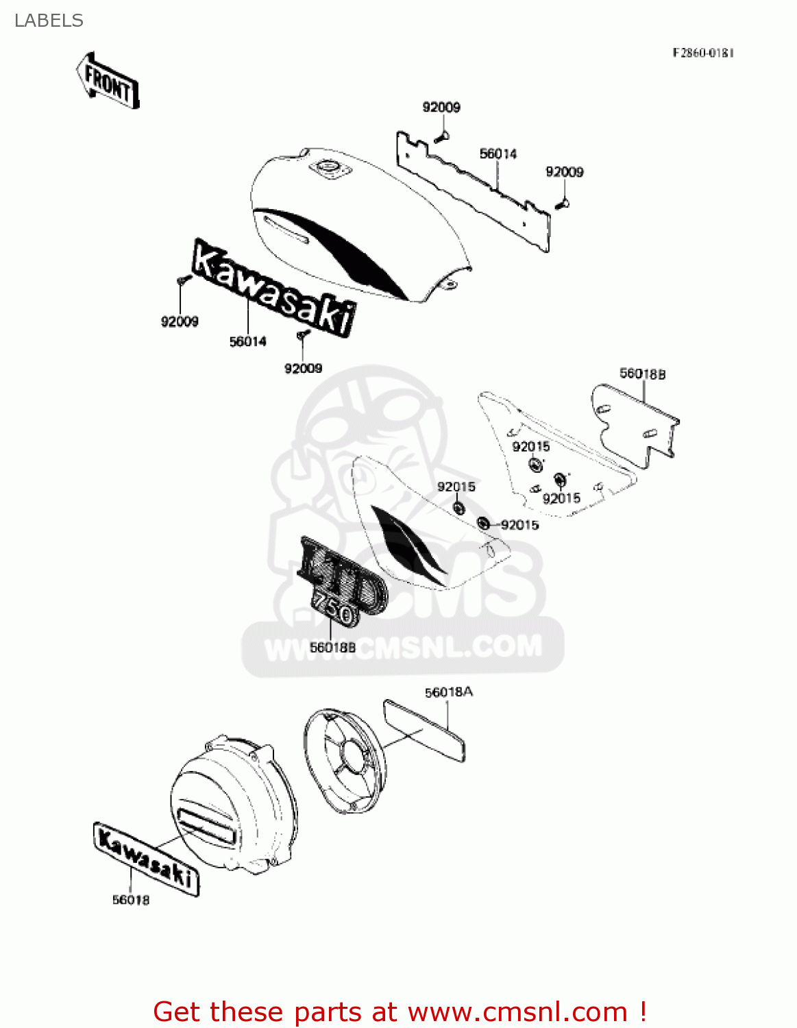 LABELS KZ750F1 SHAFT 1983 USA CANADA / LTD