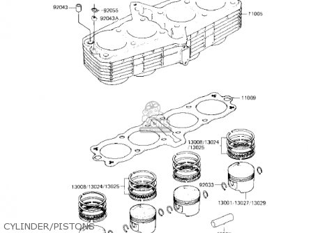 CYLINDER/PISTONS - KZ750F1 SHAFT 1983 USA CANADA / LTD