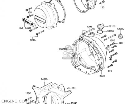 ENGINE COVERS - KZ750F1 SHAFT 1983 USA CANADA / LTD