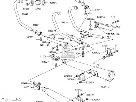 MUFFLERS - KZ750F1 SHAFT 1983 USA CANADA / LTD