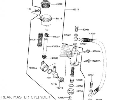 REAR MASTER CYLINDER - KZ750F1 SHAFT 1983 USA CANADA / LTD