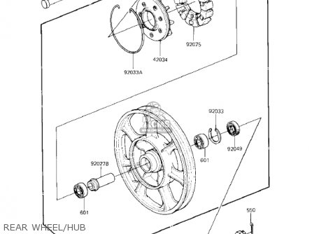 REAR WHEEL/HUB - KZ750F1 SHAFT 1983 USA CANADA / LTD