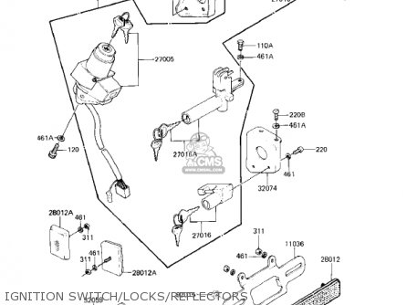IGNITION SWITCH/LOCKS/REFLECTORS - KZ750F1 SHAFT 1983 USA CANADA / LTD