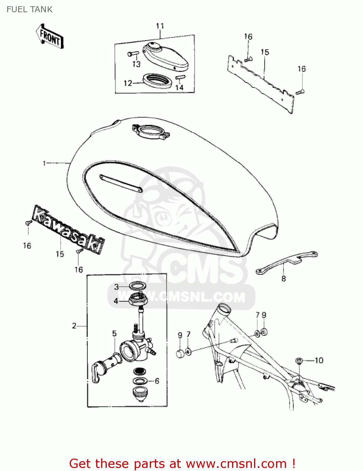 FUEL TANK KZ750G1 1980 USA CANADA / LTDII MPH KPH