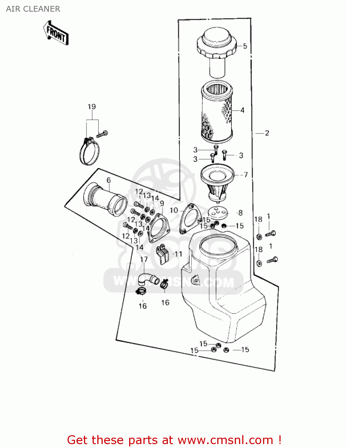 AIR CLEANER KZ750G1 1980 USA CANADA / LTDII MPH KPH