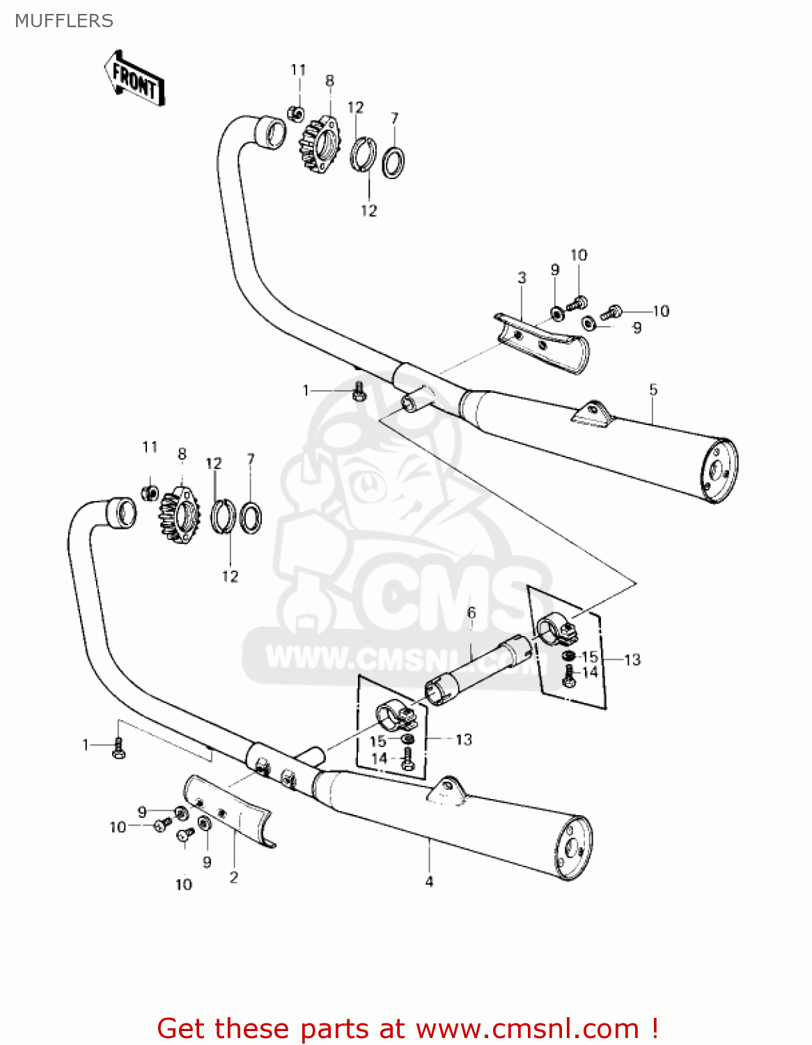 MUFFLERS KZ750G1 1980 USA CANADA / LTDII MPH KPH
