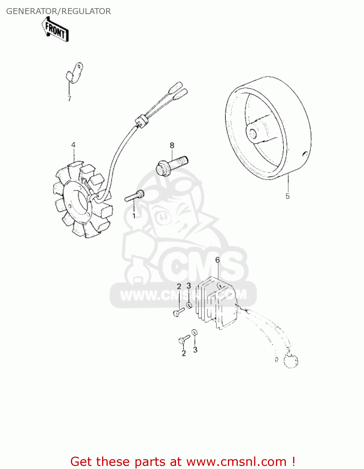 GENERATOR/REGULATOR KZ750G1 1980 USA CANADA / LTDII MPH KPH