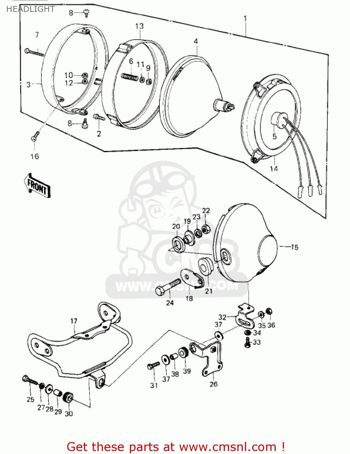 HEADLIGHT KZ750G1 1980 USA CANADA / LTDII MPH KPH